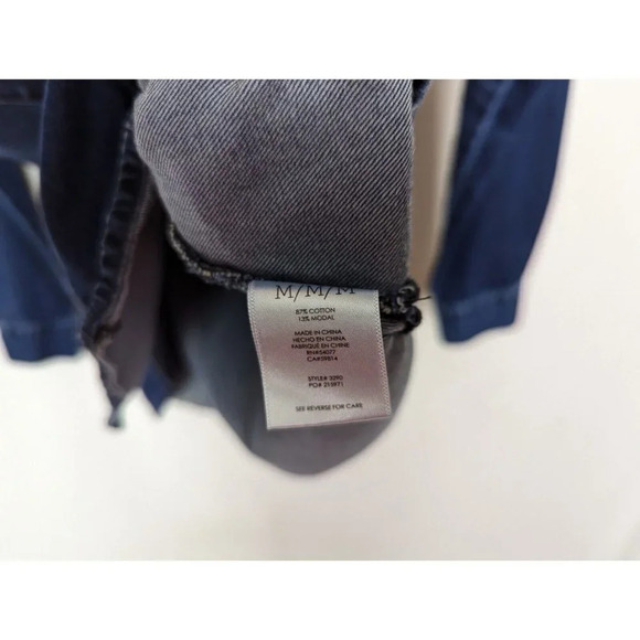 Cabi sz M Blue Waterfront Denim Button Up Shirt Bow Tie Collar Jean Chambray Top - Picture 15 of 16